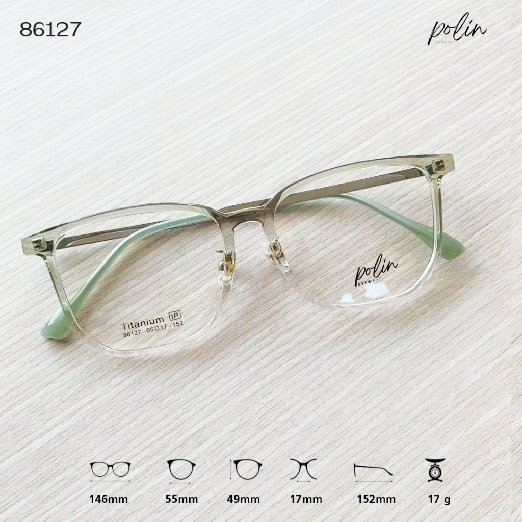 Polin กรอบแว่นสายตา รุ่น 86127 ไม่ใช่แว่นสำเร็จ สามารถนำไปตัดแว่นสายตาได้ ราคา ถูกที่สุด ดีลบีเคเค แกลเลอรีภาพที่ 3
