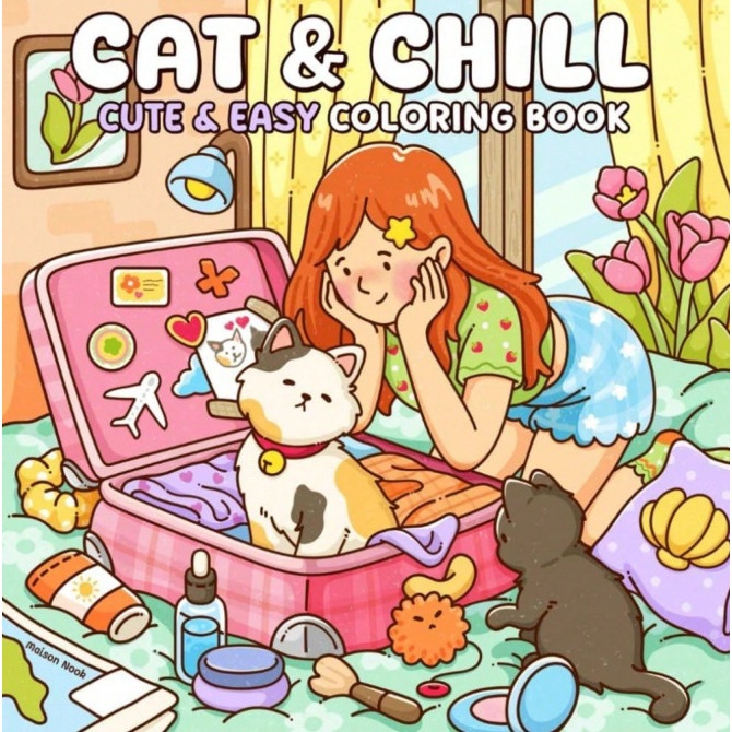 [พร้อมส่ง] NEW!! สมุดภาพระบายสี CAT & CHILL ภาพน่ารัก ลายเส้นชัด