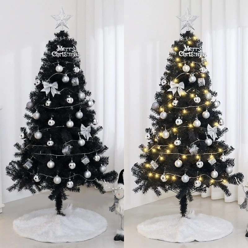 Black Christmas Tree with Lights & decoration Home Shopping Mall Window INS Christmas