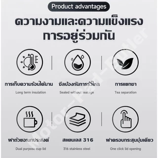 316 สแตนเลสกระสุนถ้วยความร้อนกลางแจ้งแบบพกพาชาหม้อความร้อนความจุขนาดใหญ่