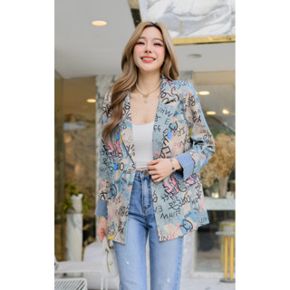 A55 สูทเบเซอแขนยีนฟ้าชมพู ผ้าอย่างดี พร้อมส่งจากไทย