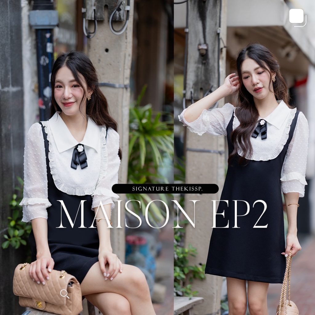 Claire Maison 'dress +FREE เข็มกลัดโบ-ดอกคามิเลียเรซิน ถอดออกจากชุดได้ (SPECIAL LIMITED)