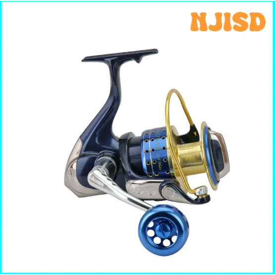 NJISD Okuma Fishing Reel SALINA II Spinning Reel Double Brake Sea Carp Fishing Gear Wire Spooler Alu