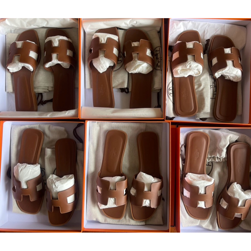 พร้อมส่ง new Hermes Oran sandals gold epsom sz 37