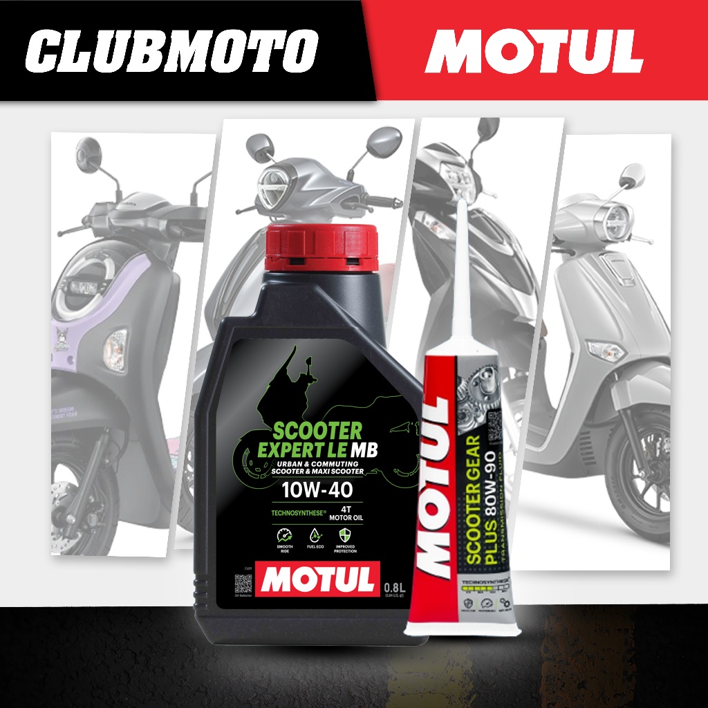 ชุดคู่ น้ำมันเครื่อง น้ำมันเฟืองท้าย MOTUL Scooter Expert LE 10W40 0.8ML.+ 80W-90 ของแท้ สำหรับรถออโตเมติก