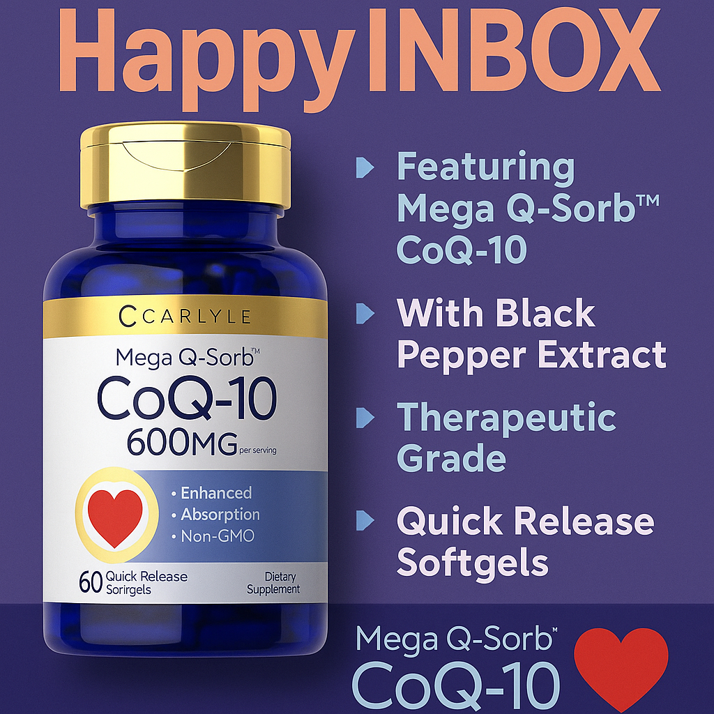 Carlyle CoQ10 600mg Mega Q-Sorb with Black Pepper | Quick Release Softgels