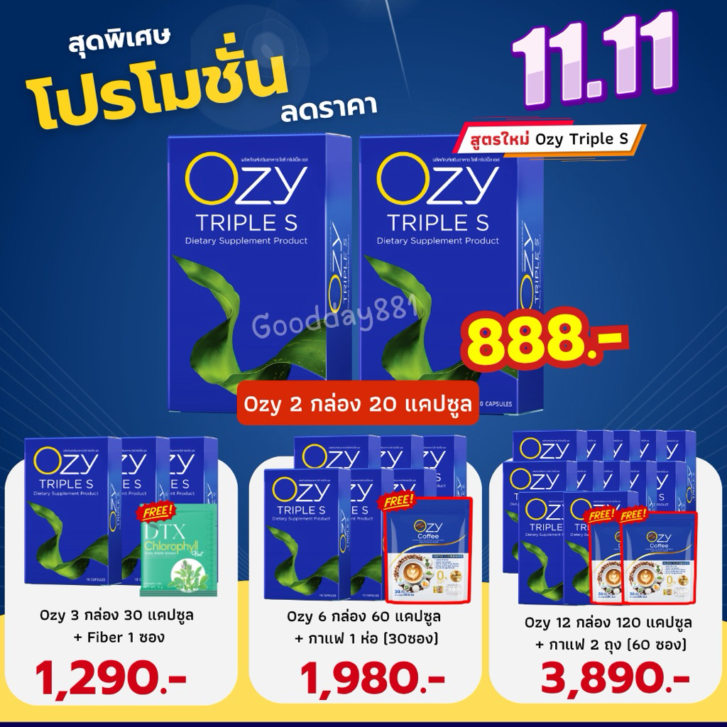 โอซี ทริปเปิ้ล เอส Ozy Dtx คอลโรฟิลล์ ดีท็อกซ์หนิง ปณิตา ผลิตภัณฑ์อาหารเสริม