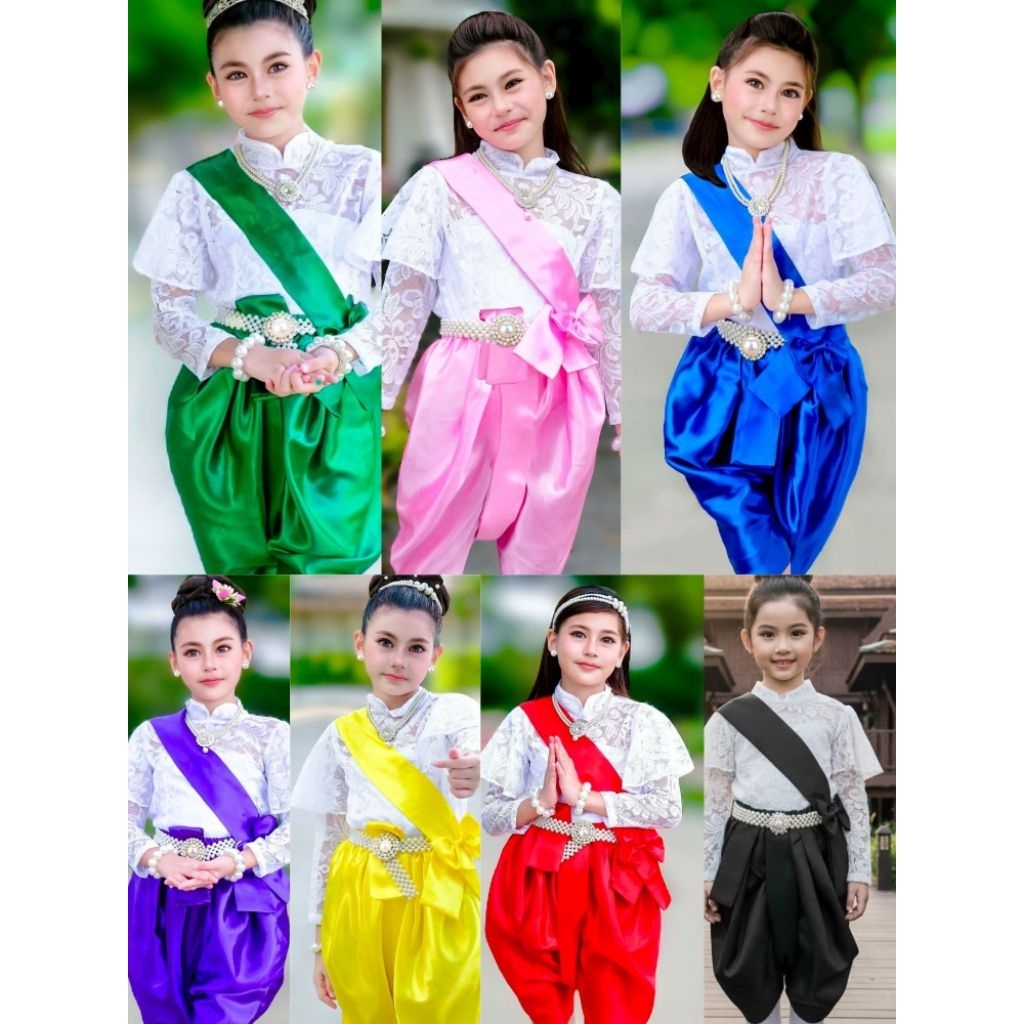 ชุดไทยร.5 เสื้อลูกไม้นิ่มชุดไทยเด็ก✅พร้อมส่ง(AY)