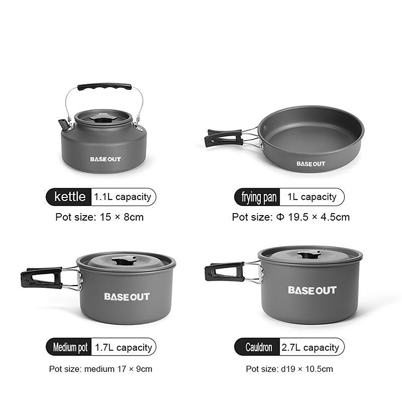 BASE OUT เครื่องครัวอลูมิเนียมอัลลอยด์ แบบพกพา สําหรับตั้งแคมป์กลางแจ้ง