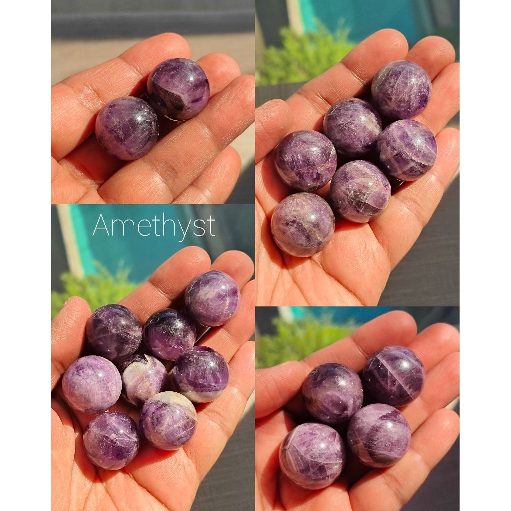 อเมทิส เชฟรอน บอลจิ๋ว สีสวย ขนาด 22-26 มม. ( Amethyst Ball )