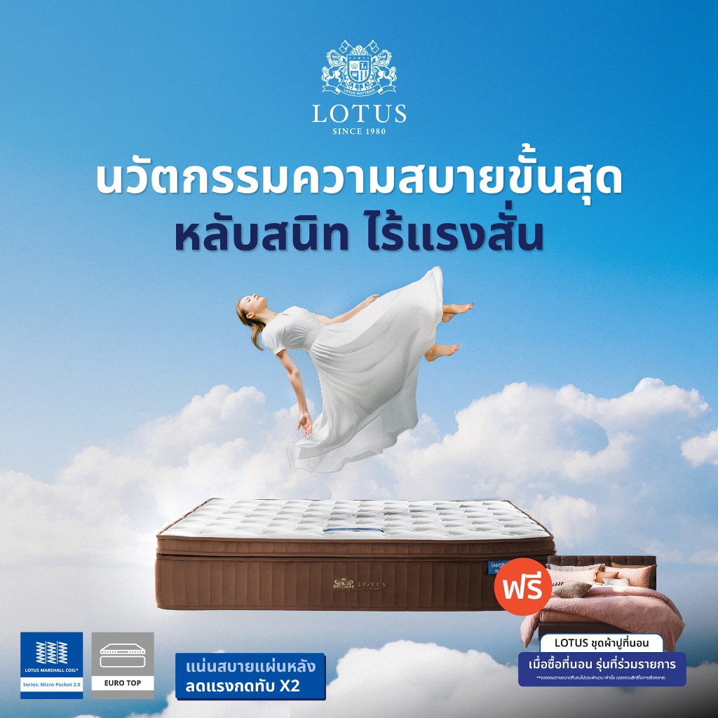 [ฟรี!ชุดผ้าปู] LOTUS ที่นอน (สเปคแน่นสบาย) รุ่น Woodfield II หนา 15 นิ้ว  ส่งฟรี