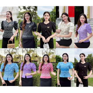 เสื้อผ้าฝ้ายพิมพ์ลาย ลายใหม่สวยๆ คอกลมแขนตุ๊กตา