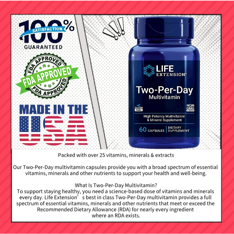 Life Extension, Two-Per-Day Multivitamin, 60 Capsules