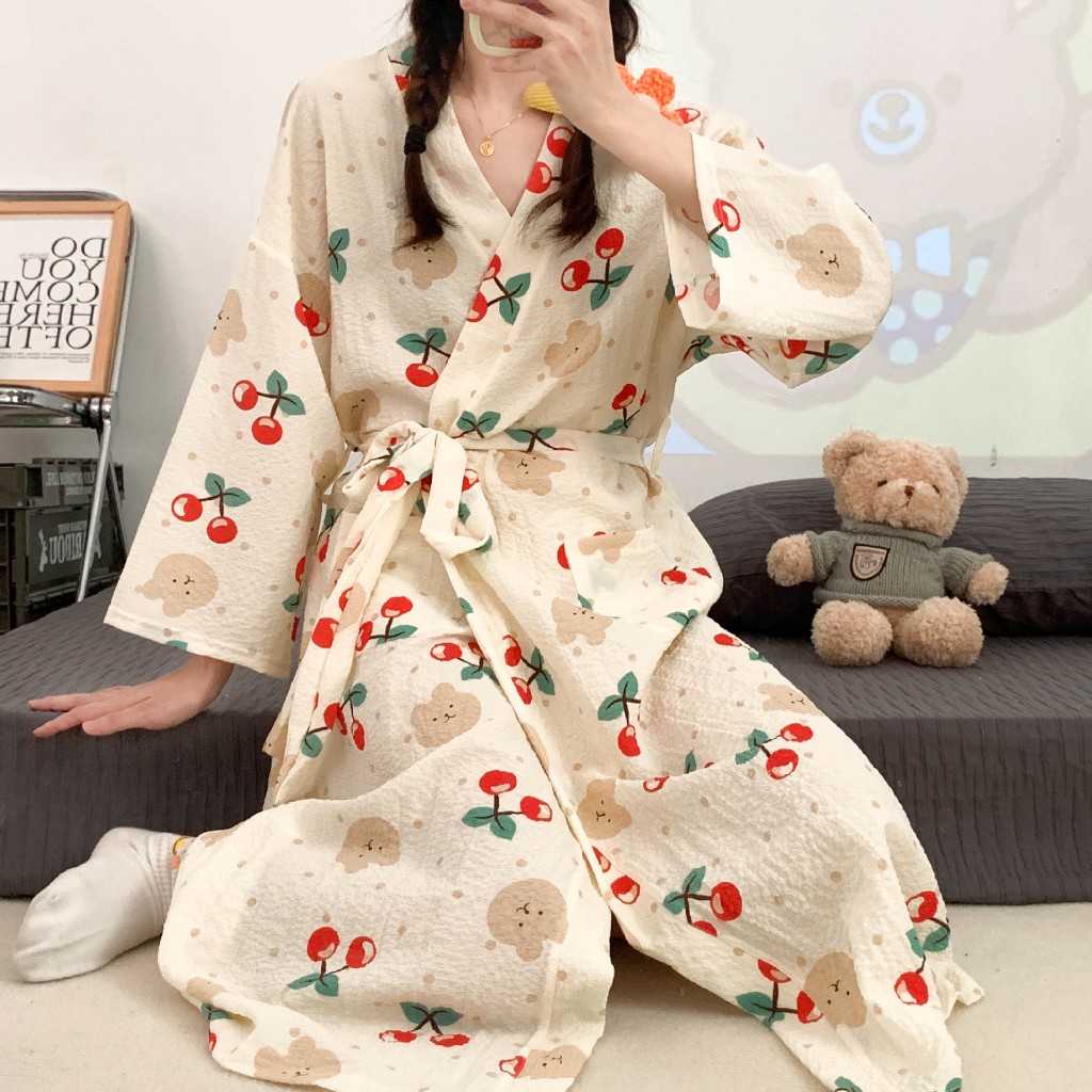 ชุดนอน  เสื้อคลุมแขนยาว เนื้อผ้าใส่สบาย ลายน่ารัก  ผ้าฝ้าย ระบายอากาศได้ดี มีหลายสไตล์ให้เลือก  ส่งจากไทย - รูปที่ 3