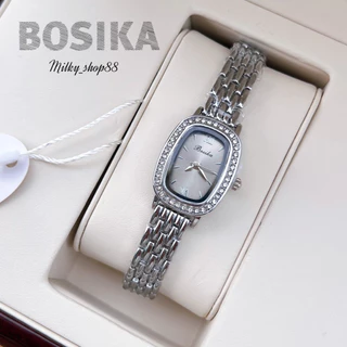 (M67) นาฬิกา BOSIKA รุ่น BS-02 ทรงรี ล้อมเพชร ไซส์ 20 mm ระบบควอช ( 4 สี )