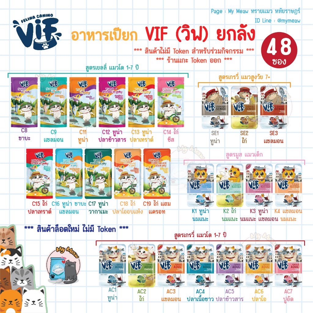 ไม่มี token 🔥 ยกลัง 48 ซอง 🔥 Felina Canino VIF เฟลินา คานิโน วิฟ อาหารเปียกแมว เยลลี่ เกรวี่ ทูน่า