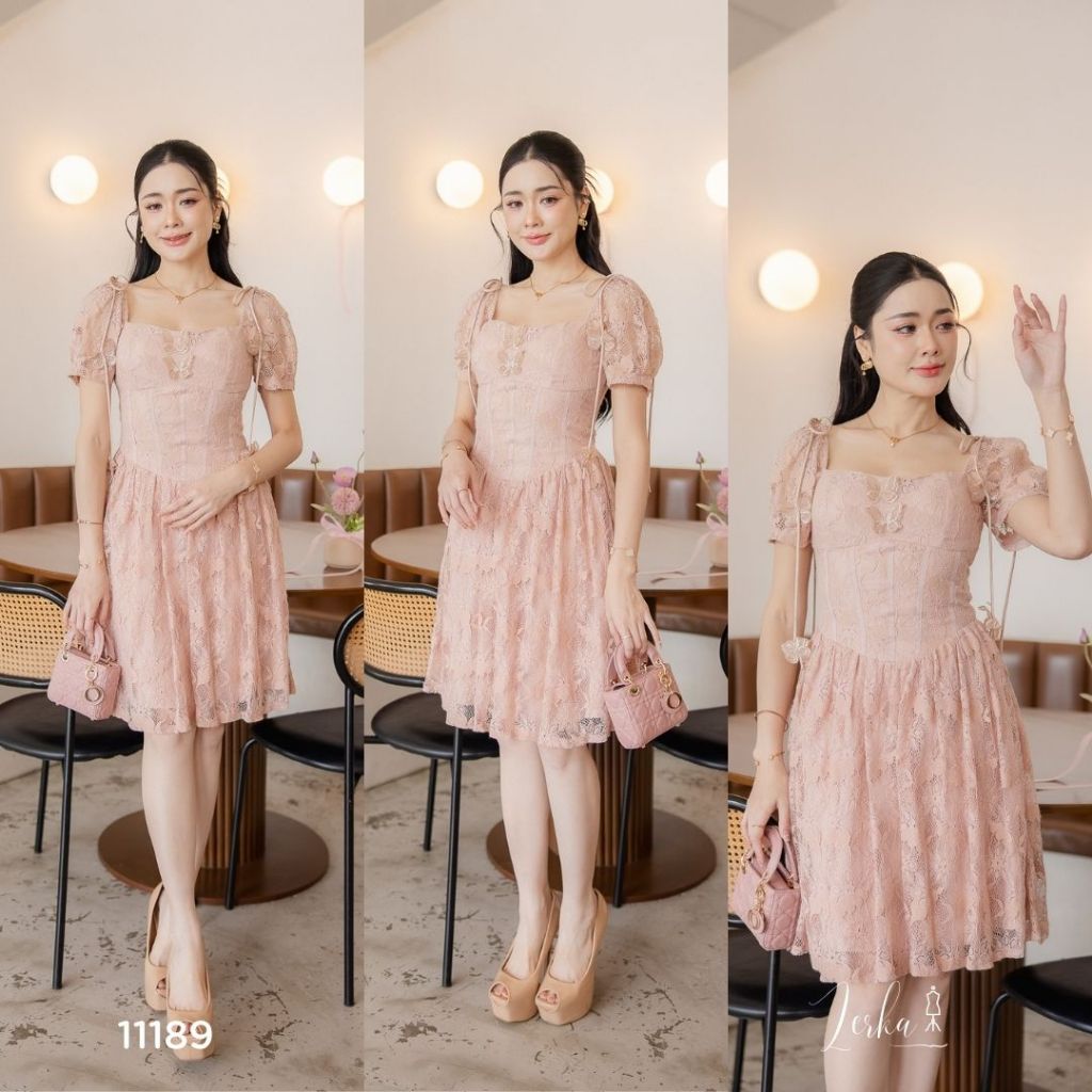 เดรสสีชมพู ผีเสื้อ 3D #code11189