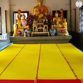 เสื่อวัด สีเหลืองแดง รุ่น L5 ทอแน่น แข็งแรง ทนทาน ใช้งานได้สองด้าน (กว้าง 90ซม. ยาว 10ม.) โรงทอเสื่อ