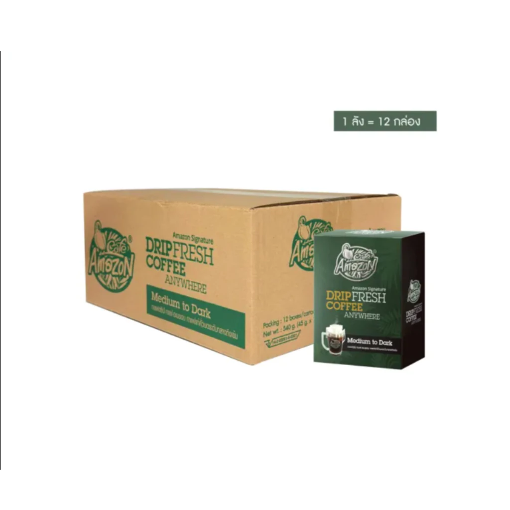 [ยกลัง] Café Amazon คาเฟ่ อเมซอน กาแฟดริป Amazon Signature 12 กล่อง (60 ซอง)