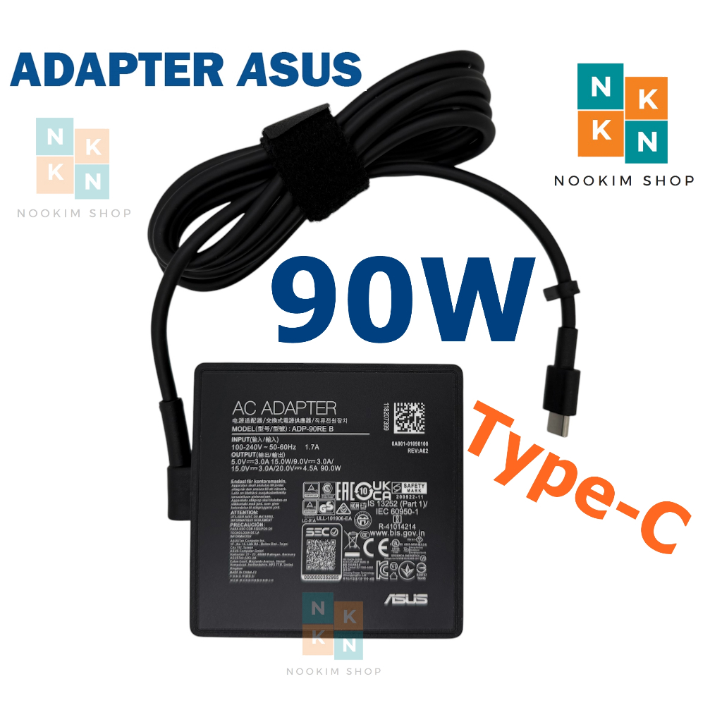 Asus Adapter ของแท้ 20V/4.5A ,90W หัวแจ็ค Type-C สายชาร์จ เอซุส อะแดปเตอร์ อัสซุส /Vivobook S 16X/15