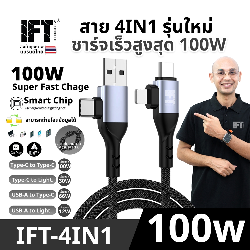 สายชาร์จ 4IN1 รุ่นใหม่จากไอฟิกซ์ รองรับได้สูงสุด 100W