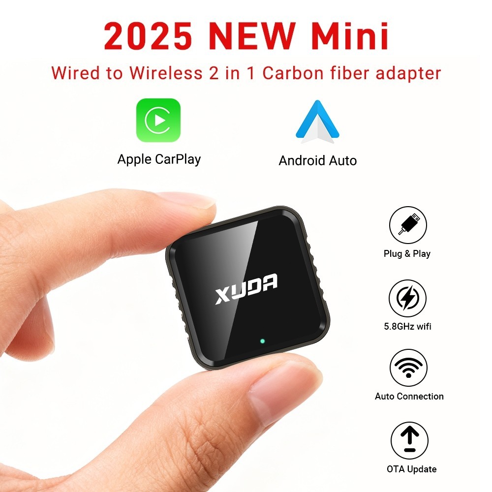 อะแดปเตอร์ CarPlay & Android 2025 เชื่อมต่อ BT WiFi ติดตั้งง่าย Plug&Play สำหรับคนที่ชอบรถทันสมัย