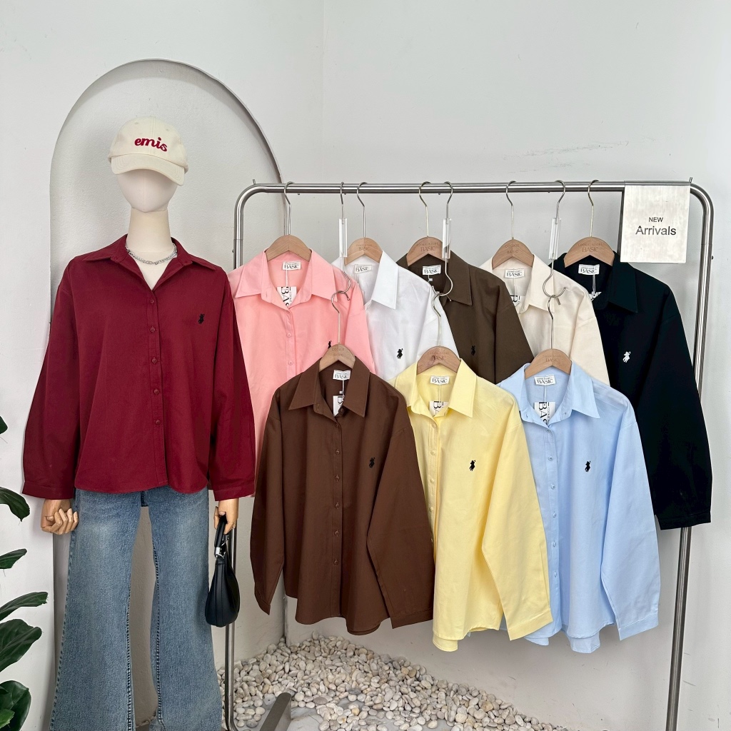 Mook_shop เสื้อเชิ้ตผ้ายีนส์แขนยาวดีเทลปักอก เสื้อผ้าแฟชั่น เสื้อผู้หญิง