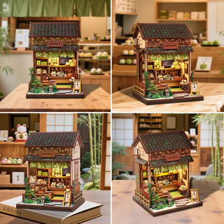 CUTEBEE บ้านตุ๊กตา DIY สไตล์ญี่ปุ่น บ้านของเล่น การตกแต่งชั้นวางหนังสือ（พร้อมฝาครอบกันฝุ่น PVC）
