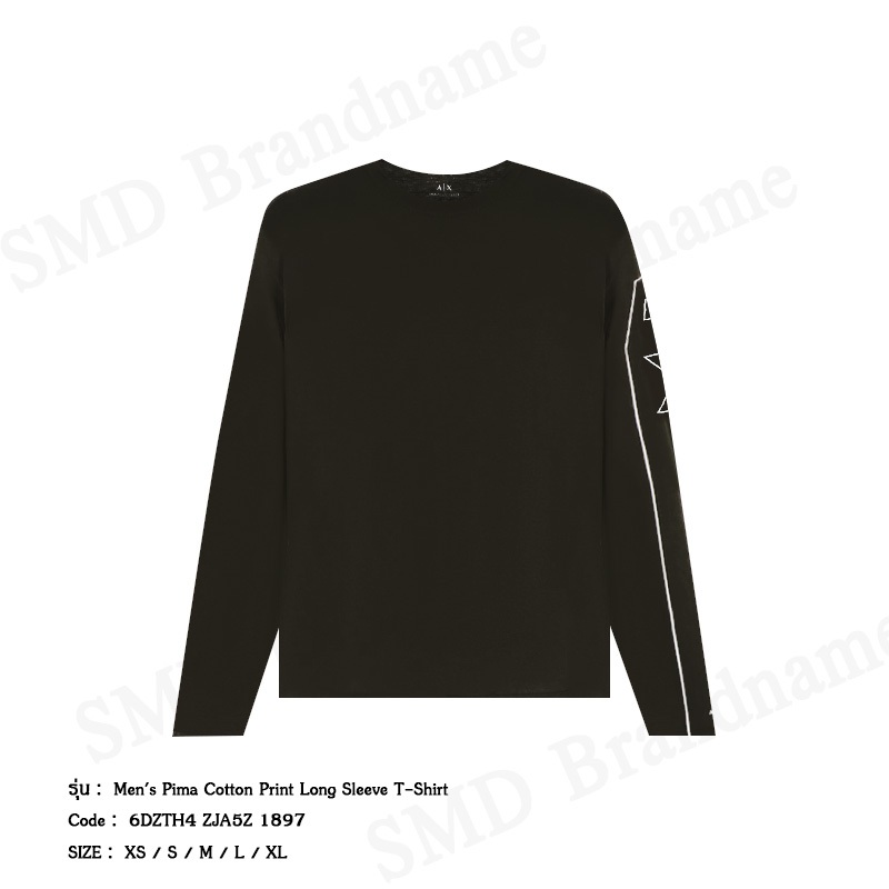 Armani Exchange เสื้อคอกลมแขนยาวผู้ชาย รุ่น Men's Pima Cotton Print Long Sleeve T-Shirt Code: 6DZTH4
