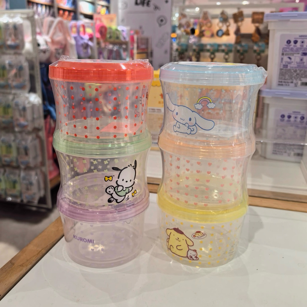 พร้อมส่ง กระปุกพลาสติกใสทรงกลม Sanrio x Miniso ลิขสิทธิ์แท้