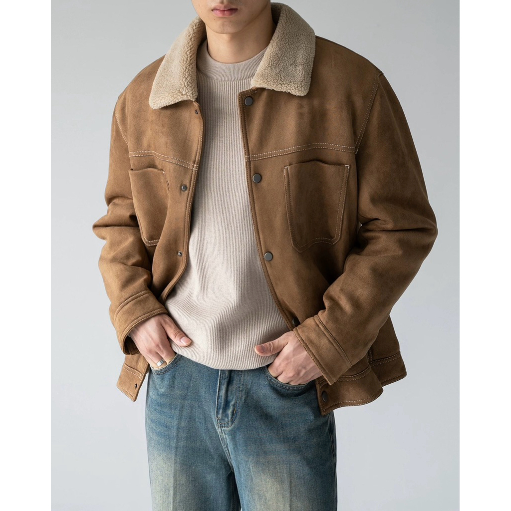 PAPA.XQ GABELLE JACKET 🤎(NEW! เสื้อแจ็กเก็ตหนัง ด้านในบุขนกันหนาว พร้อมส่งใน3วัน✨)