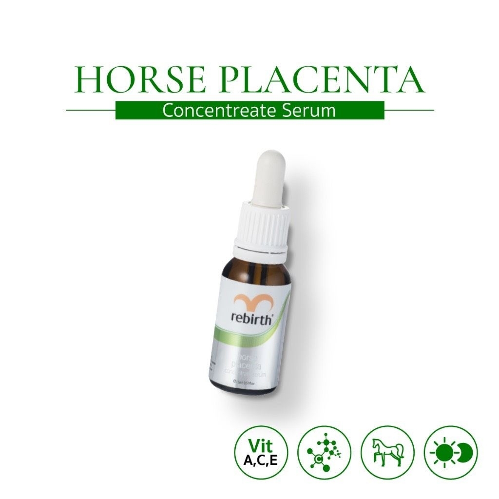 แท้ 100% Rebirth Horse Placenta Concentrate Skin Serum 15ml(รีเบิร์ท เซรั่มรกม้า เข้มข้น)