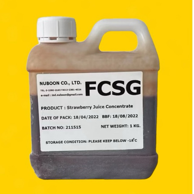 น้ำสตรอเบอรี่เข้มข้น​แท้​จาก​ธรรมชาติ(ตราNUBOON​)ไม่มี​สาร​ปรุงแต่ง แพค 1 กก. (FCSG)