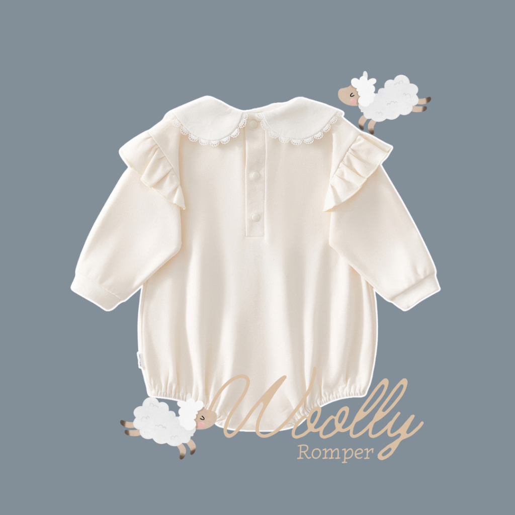 totty.apparel บอดี้สูทเด็กแรกเกิดสีครีม รอมเปอร์เด็กอ่อนสีครีมลาย little Swan รุ่นWoolly ราคา ถูกที่สุด ดีลบีเคเค แกลเลอรีภาพที่ 2
