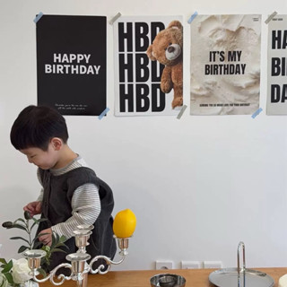 โปสเตอร์วันเกิด ขนาดA4 จัดพื้นหลังฉากวันเกิด อุปกรณ์แต่งตัว …