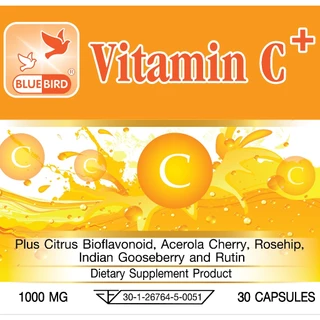 Vitamin C Plus 1000 mg วิตามินซี พลัส ตรา บลูเบิร์ด ขนาด 1000 มิลลิกรัม 30 แคปซูล (ขายส่ง)