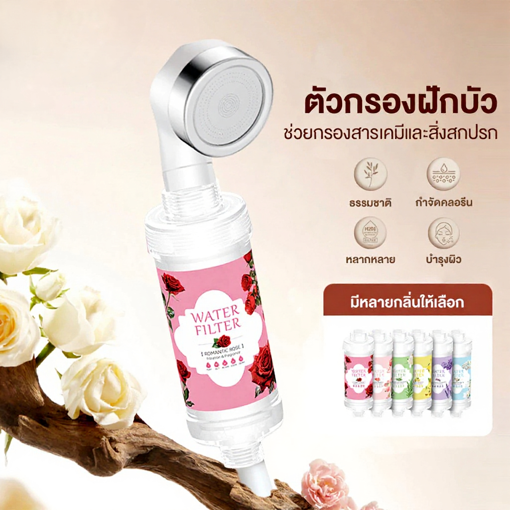 กรองฝักบัว ไส้กรองฝักบัว ตัวกรองอาบน้ำ กรองน้ำฝักบัวลดสิว ตัวกรองฝักบัว สามารถกรองคลอรีนได้ถึง 99% ติดตั้งง่าย