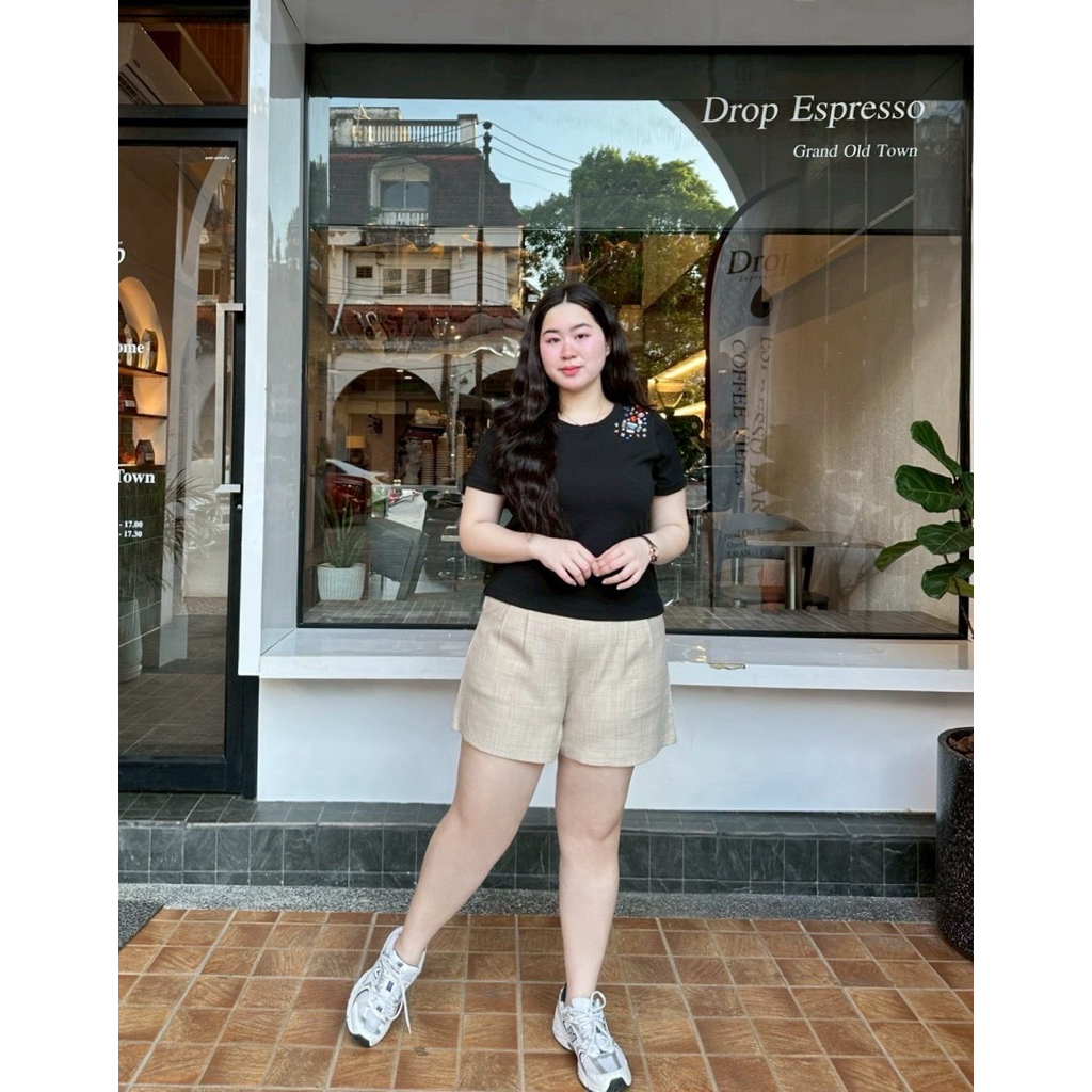 กางเกงขาสั้นสาวอวบจับกลีบ เอวสูงทรงสวยเก็บพุงเก็บสะโพกได้ดี - รูปที่ 5