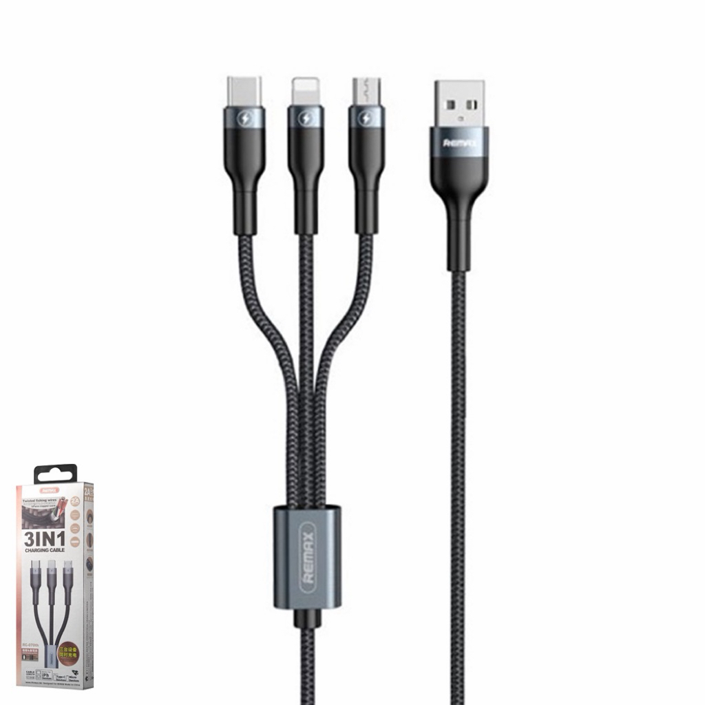 Cable 3in1 3A (RC-070th,Black) - สายชาร์จRemax