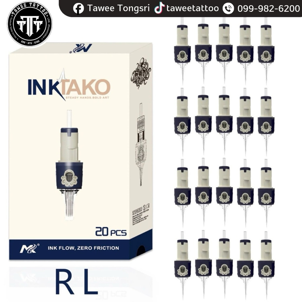 ใหม่ INKTAKO 20 เล่ม เข็มสักลาย RLรหัส10 และ รหัส 12