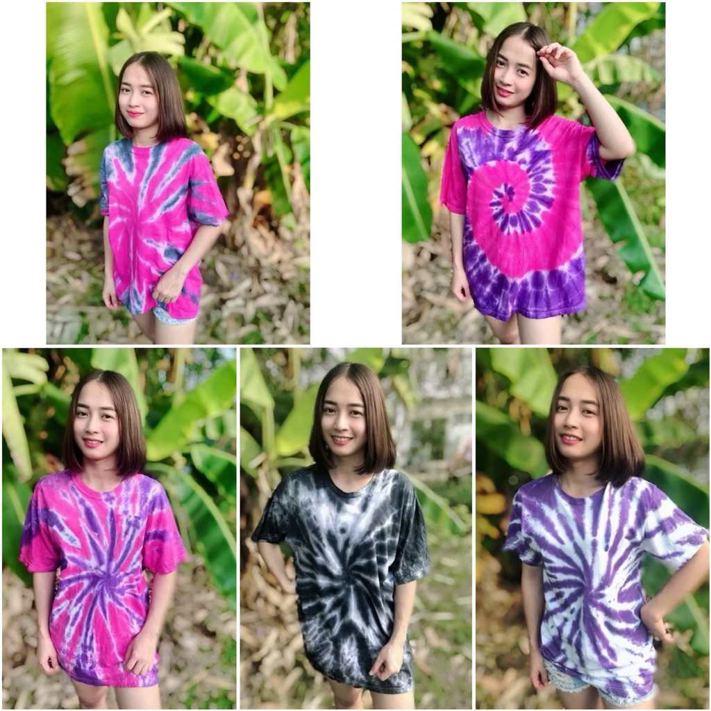 เสื้อยืดสีดำ 2hands US เกรดA เลือกลายสกรีนไม่ได้ แต่เลือกลายมัดย้อมได้ เสื้อยืดผ้าคอตตอน100%