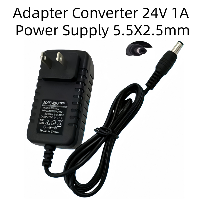DC อะแดปเตอร์ 24V 1A 1000ma ขนาดหัวเสียบ 5.5x2.5mm สีดำ