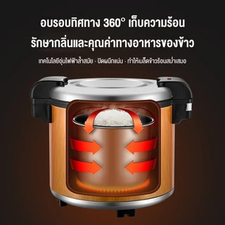 SHANBEN หม้อหุงข้าวอุ่นทิพย์ สเตนเลส สำหรับเชิงพาณิชย์และภายในบ้าน รุ่นลายไม้ รุ่นสเตนเลส ความจุ 23L