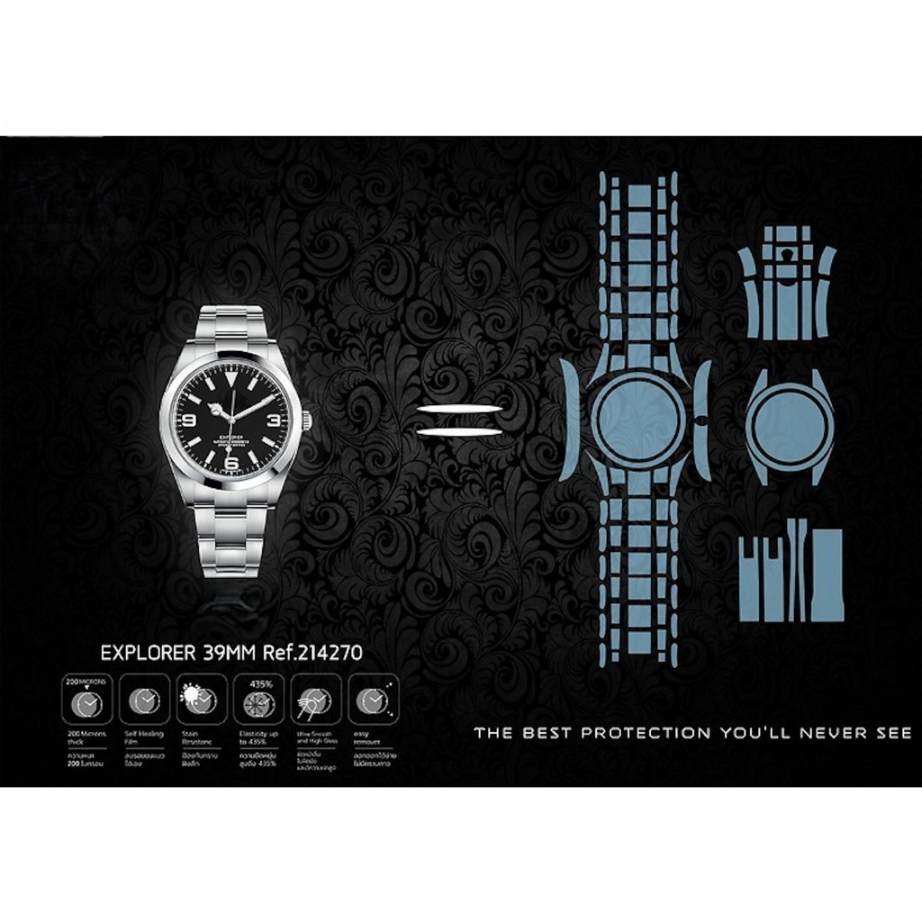 ฟิล์มกันรอยนาฬิกา Watch Protection Film สำหรับ แบรนด์ รุ่น Rolex Explorer 39mm Ref.214270