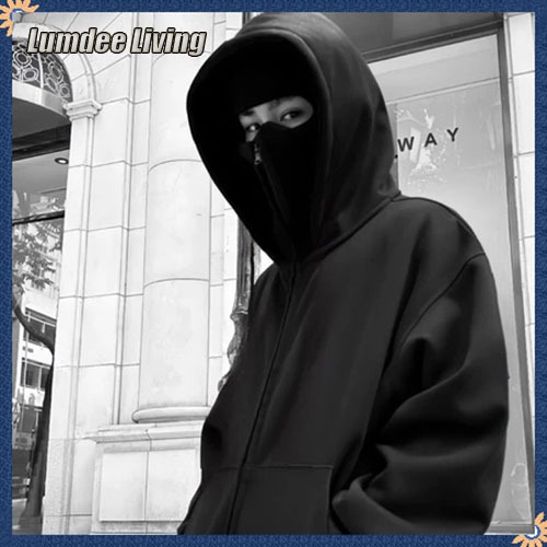 🔥COD🔥เสื้อฮู้ดนินจาHoodie with 2 Balaclava Face Covers, Unisex Hoodie in Non-Ruffled กันหนาวและป้องกันแสงแดด เสื้อฮู้ด