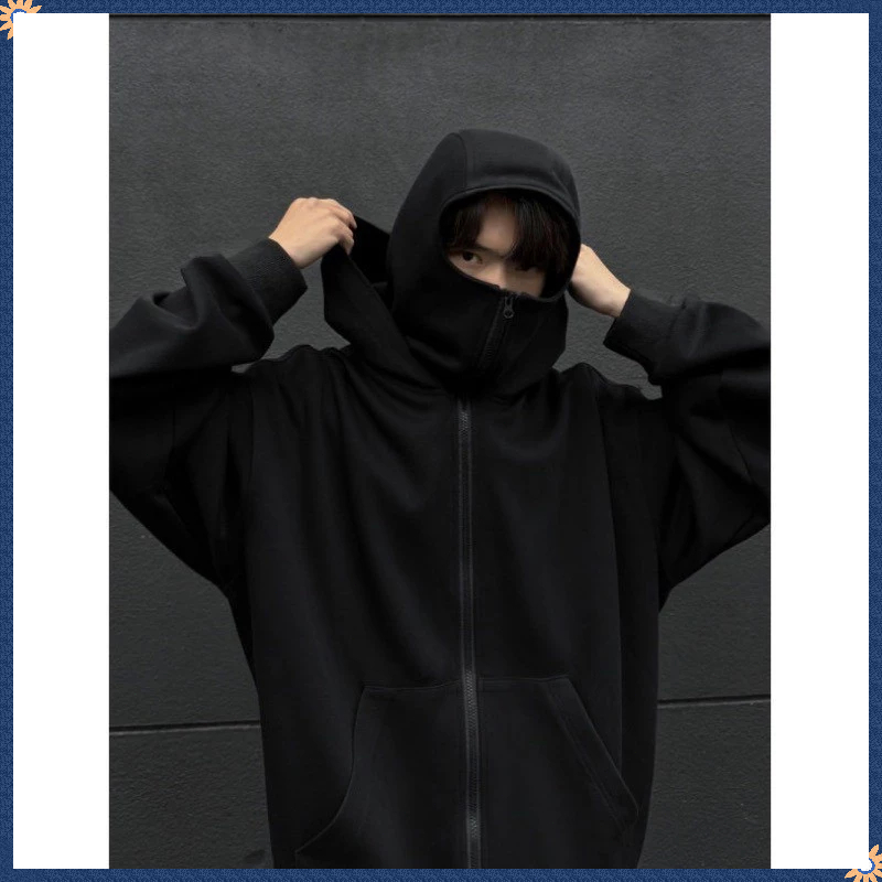🔥COD🔥เสื้อฮู้ดนินจาHoodie with 2 Balaclava Face Covers, Unisex Hoodie in Non-Ruffled กันหนาวและป้องกันแสงแดด เสื้อฮู้ด - รูปที่ 2