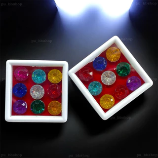 พลอยนพเก้า พลอย 9 สี พลอยมงคล มณีนพเก้า พลอยลงเสาเอก ขนาดพลอย 1 cm. ขนาดกล่อง 4.2*4.2 cm.
