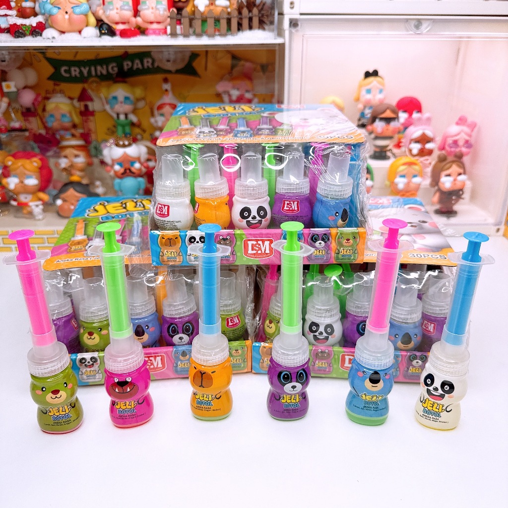 น้ำหวานผลไม้ขวดเข็ม มี 4 รส องุ่น สตรอว์เบอร์รี่ ส้ม โคล่า (1 กล่อง 30 ชิ้น)