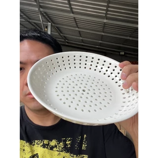 จานเซรามิกนึ่งอาหาร จานเซรามิกแบบมีรู จานรองนึ่ง ขนาด20cm