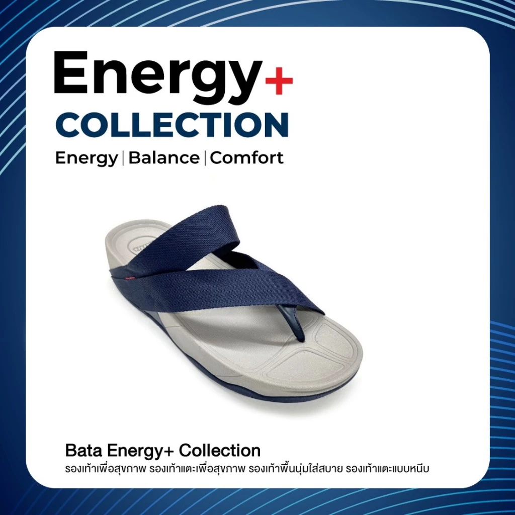 [New Arrival] Bata บาจา Energy+ MIDNIGHT BLUE COLLECTION รองเท้าสายผ้าไนลอแบบสวมยอดฮิตหรับผู้หญิง สีน้ำเงิน รหัส 5719344